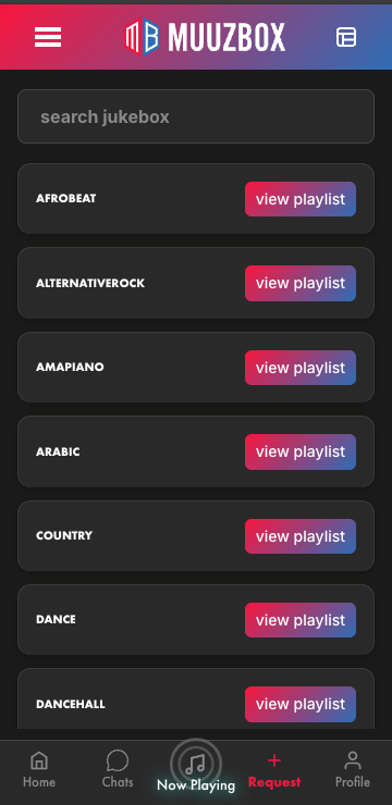Muuzbox song request screen
